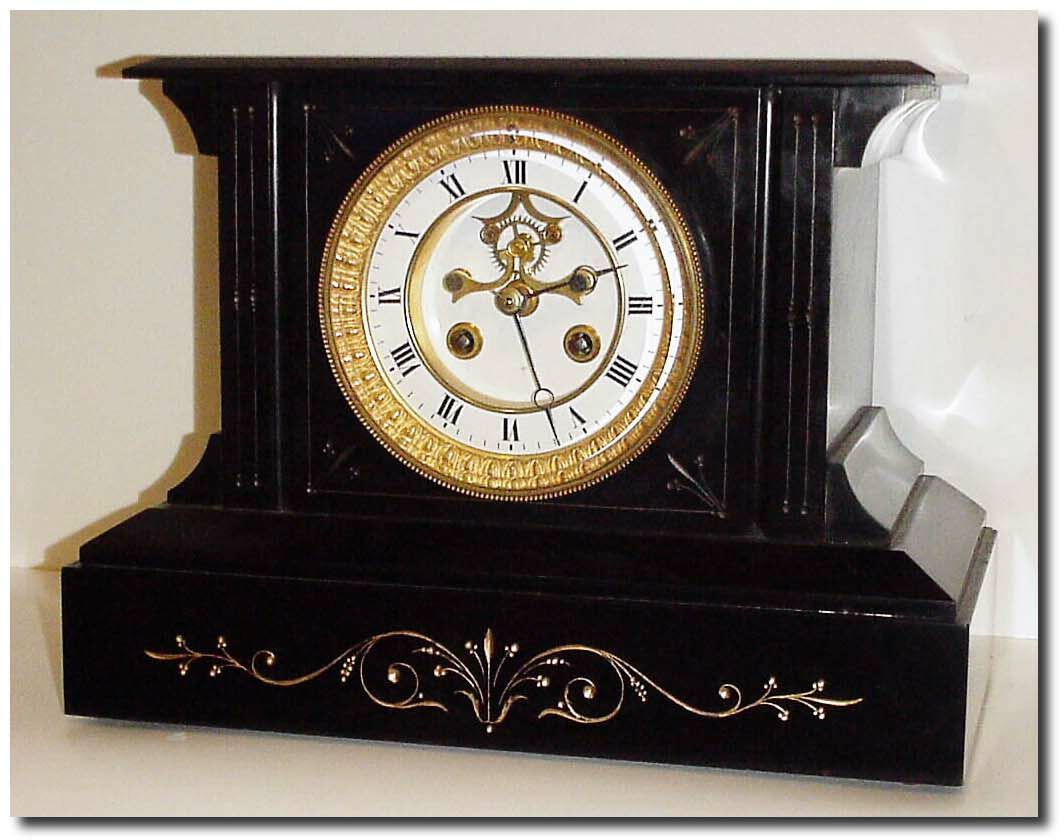 C.1895, French, Time and Strike Black Marble mantel clock in excellent original condition. — Antique Clocks Price Guide