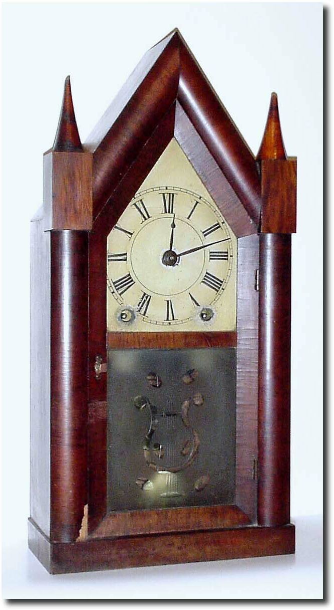 C.1845, Brewster and Ingrahams, 8-day, Brass Spring, steeple clock in relatively good original condition.. — Antique Clocks Price Guide