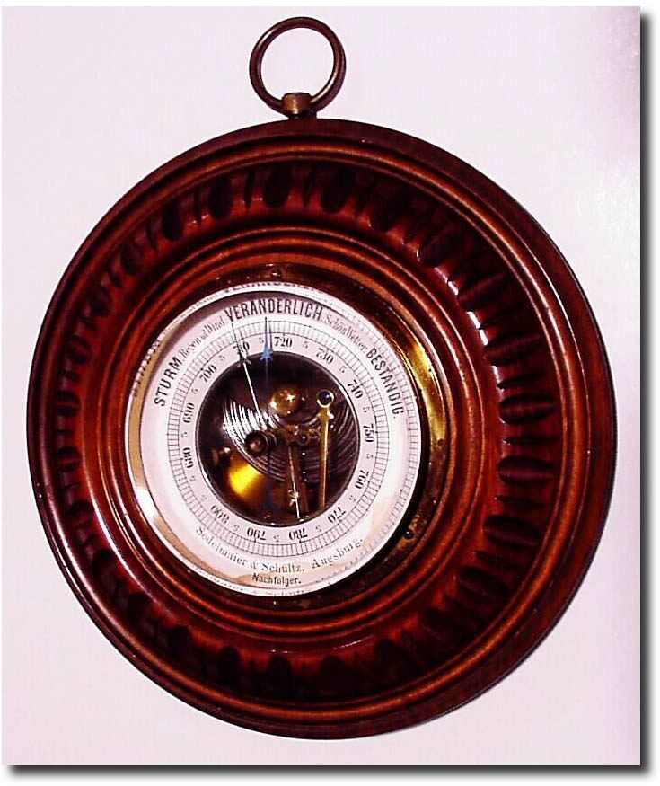 C.1930, German, Sedelmaier and Schultz, Aneroid barometer in a walnut case, and in good original condition. — Antique Clocks Price Guide