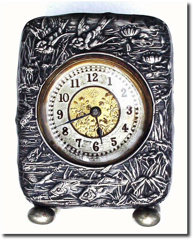 C.1905, Ansonia "Bee' Timepiece, in an English, purpose made case from the same time (hallmarked). — Antique Clocks Price Guide