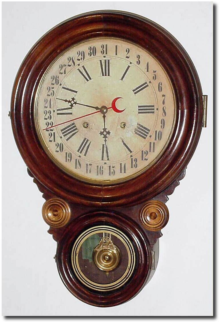 C.1890, Ingraham Round Drop Calendar wall clock. — Antique Clocks Price Guide