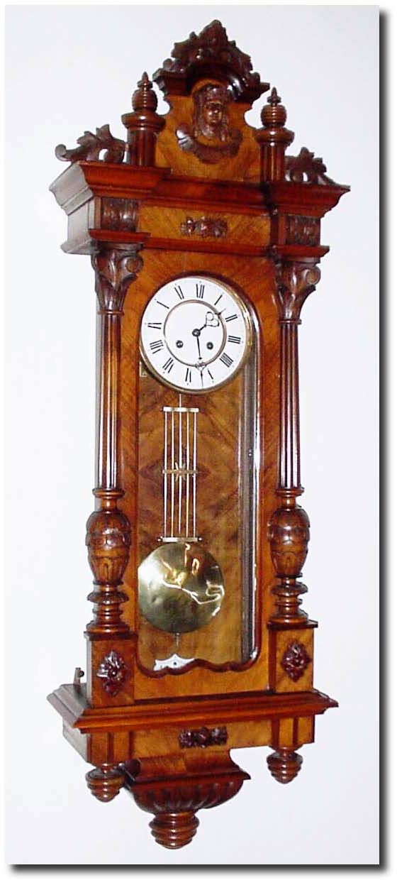 C.1880, German, Large Spring Wall Regulator in the Vienna style. — Antique Clocks Price Guide