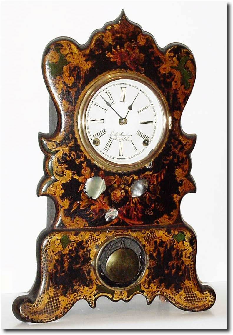 C.1855, E.O. Goodwin, Bristol, Conn, a nice stenciled iron front in clean condition. — Antique Clocks Price Guide