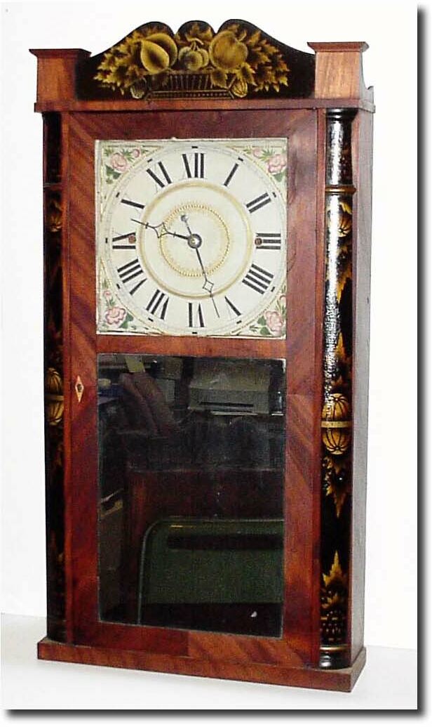 C.1830, Henry Judd, Torrington Connecticut, 30 hour WW (appropriate Torrington movement) stenciled column and splat in very good condition. — Antique Clocks Price Guide