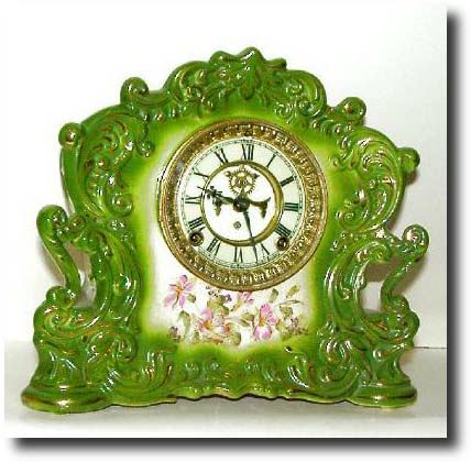 C.1905, Ansonia Clock Co., "Reflex" Porcelain china clock — Antique Clocks Price Guide