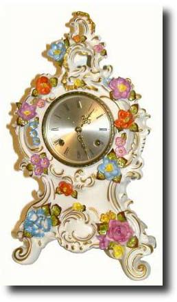 C.1950 (modern), German reissue Dresden Porcelain china clock — Antique Clocks Price Guide
