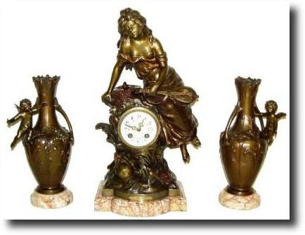C.1895, French, Figural Set "Mignon" (orig by Moreau) — Antique Clocks Price Guide