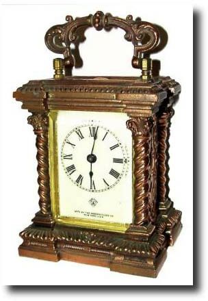 C.1904, Ansonia clock Co., "BON TON" mini eight day carriage clock — Antique Clocks Price Guide
