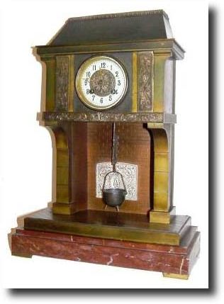 C.1895, French "Cooking Pot" Mantel Clock, — Antique Clocks Price Guide