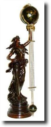 C.1900, French, Bronzed Spelter, Swinging Mystery timepiece. — Antique Clocks Price Guide