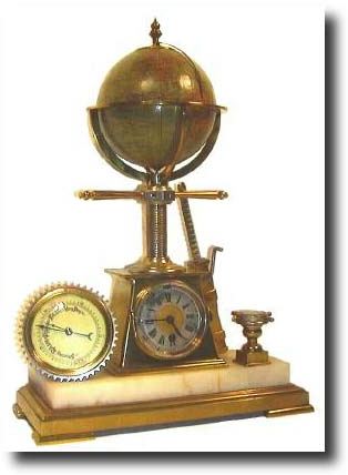 C.1890, French, Rare Globe Clock, with machinery themes. — Antique Clocks Price Guide