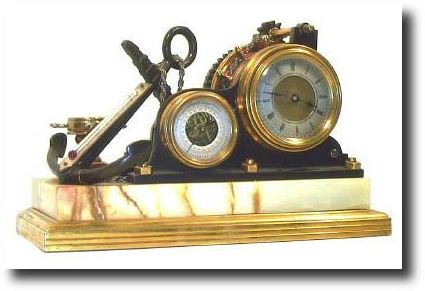 C.1890, French, Industrial "Ship's Winch" Desk Set. — Antique Clocks Price Guide