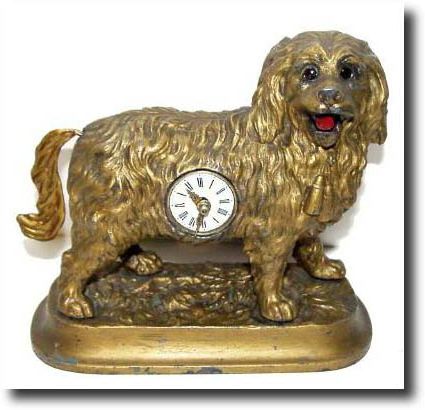 C.1890, German, "Panting Dog" clock. — Antique Clocks Price Guide