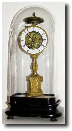 C.1850, French, Quarter Striking Candle stand clock under dome. — Antique Clocks Price Guide