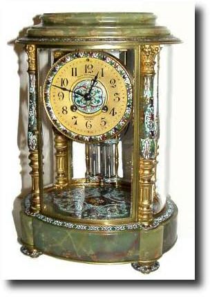 C.1900, French, Oval-Cloisonne', Crystal Regulator — Antique Clocks Price Guide