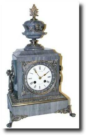 C.1890, French, Marble and Bronze clock in unusual colors. — Antique Clocks Price Guide