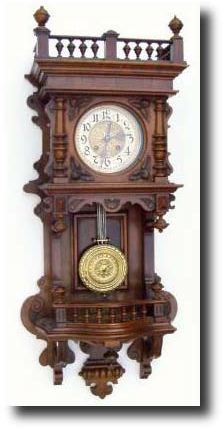 C.1890, German, Walnut "Balcony" Clock, — Antique Clocks Price Guide
