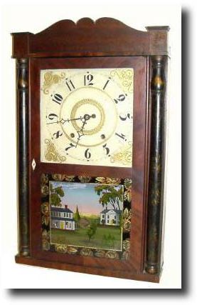 C.1835, Henry Terry, Plymouth, Conn (invented by Eli Terry on label), short transitional shelf clock, — Antique Clocks Price Guide