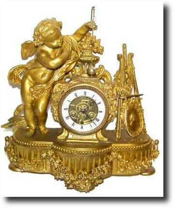 C.1890, French, Gilded Spelter Conical clock, rotary pendulum. — Antique Clocks Price Guide