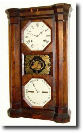 C.1863, Seth Thomas, Plymouth Hollow, Conn, "8-Day Parlor Calendar", 2-weight shelf clock. — Antique Clocks Price Guide