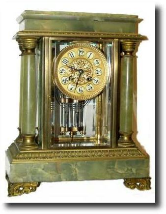 C.1890, French, Green Onyx and Ormolu, Crystal Regulator — Antique Clocks Price Guide