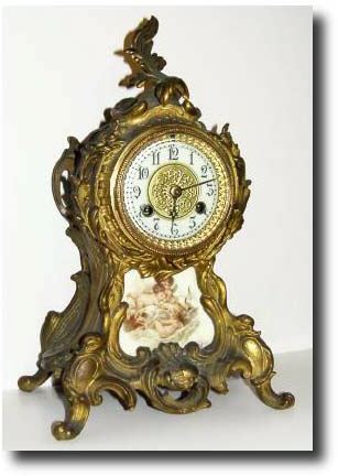 C.1880, Waterbury Clock Co., "Seine" cast and gilded spelter clock — Antique Clocks Price Guide