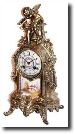 C.1895, French, Gilded Spelter mantel clock. — Antique Clocks Price Guide