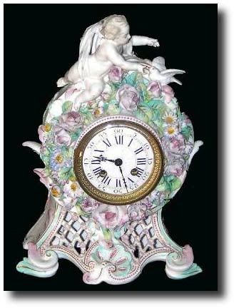 C.1850, French Porcelain China clock, — Antique Clocks Price Guide