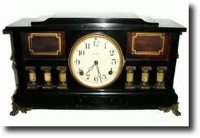 C.1920, E. Ingraham and Co., De Soto Black Mantel clock — Antique Clocks Price Guide