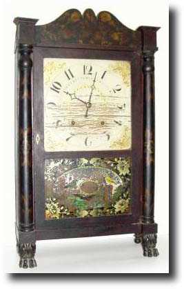 C.1830, Ephraim Downes, Bristol, Conn, short transitional column and splat — Antique Clocks Price Guide