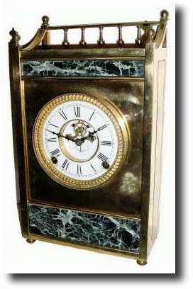 C.1885, N. Muller's Sons, New York. onyx and iron mantel clock — Antique Clocks Price Guide