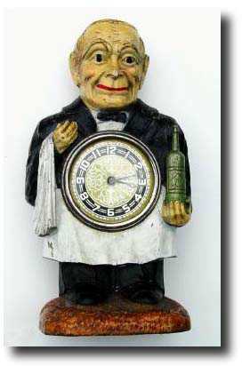 C.1938, Lux Clock Mfg Co., Waterbury, Conn WAITER figural clock — Antique Clocks Price Guide