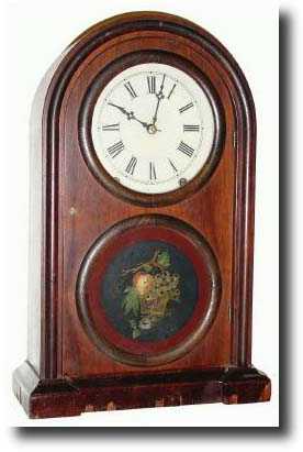 C.1860, Ansonia Brass Co., Ansonia Conn. 8- day round top shelf clock — Antique Clocks Price Guide