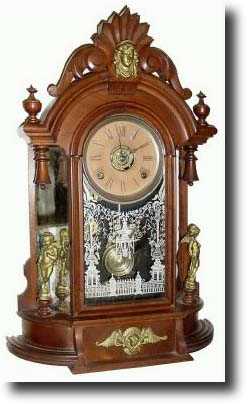 C.1901, Ansonia Clock Co., Ansonia, Conn., "TRIUMPH" walnut parlor clock, — Antique Clocks Price Guide