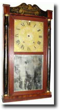 C.1828, Eli Terry and Son, Plymouth, Conn, stenciled column and splat clock — Antique Clocks Price Guide