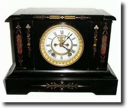 C.1895, Ansonia Clock Co. Black Marble mantel clock — Antique Clocks Price Guide