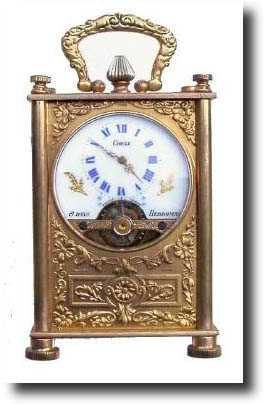 C.1900, Swiss, Circle Watch Co., HEBDOMAS, 8-day mini carriage clock. — Antique Clocks Price Guide