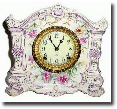 C.1905, Ansonia "La Orne" Porcelain china mantel clock — Antique Clocks Price Guide