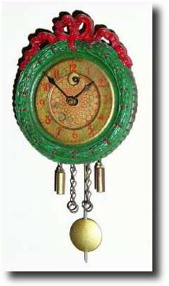 C.1935, Lux Clock Mfg Co., Waterbury, Conn., CHRISTMAS WREATH, novelty clock — Antique Clocks Price Guide