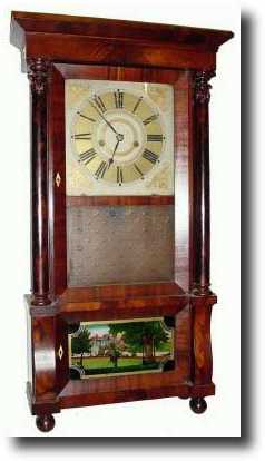 C.1840, Forestville Mfg. Co, Empire full column shelf clock — Antique Clocks Price Guide