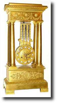 C.1860, French, Empire Pendule Portico Clock — Antique Clocks Price Guide