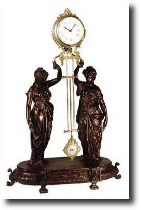 C.1895, French, Double Statue, Bronzed spelter swinging mystery timepiece — Antique Clocks Price Guide