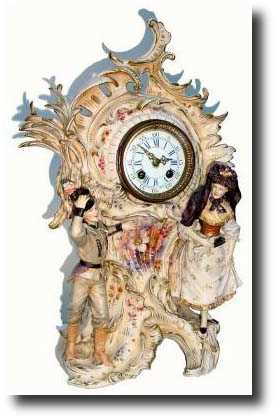 C.1895, German, Lenzkirch, Porcelain Mantel clock — Antique Clocks Price Guide