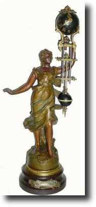 C.1890. French, Bronzed Spelter Swinging mystery timepiece, — Antique Clocks Price Guide