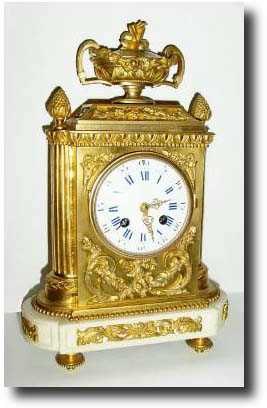 C.1860, French, Small Ormolu and Marble mantel clock — Antique Clocks Price Guide