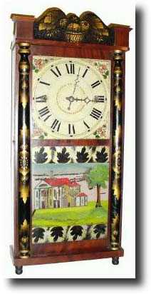 C.1830, Rodney Brace, North Bridgewater, Mass. Half column and splat mantel clock — Antique Clocks Price Guide
