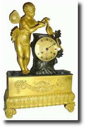 C.1830, French, Ormolu and Bronze figural Mantel Clock — Antique Clocks Price Guide