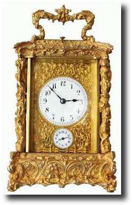 C.1880, Gilt Brass Carriage Clock, — Antique Clocks Price Guide