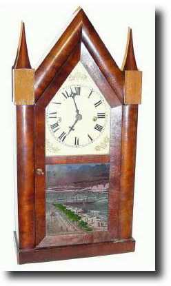 C.1850, Chauncey Jerome, New Haven, fusee steeple clock, — Antique Clocks Price Guide