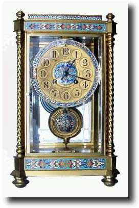 C.1900, French, Cloisonné Enamel and ormolu crystal regulator — Antique Clocks Price Guide